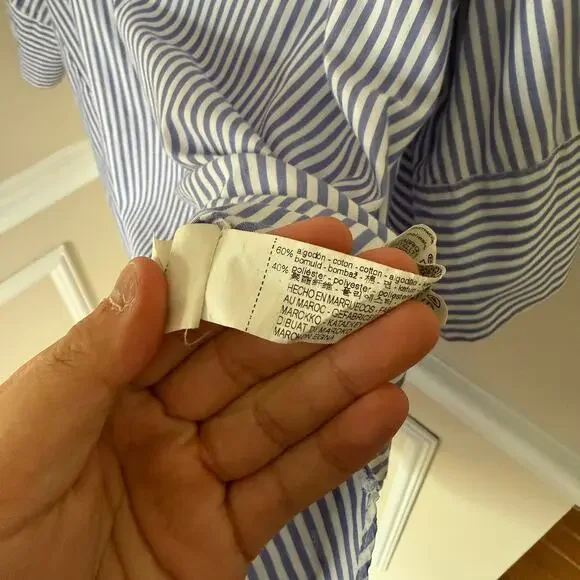 Zara Women’s Tunic-Like Blue and White Stripe Button Down Collared Top Summer - Picture 8 of 10
